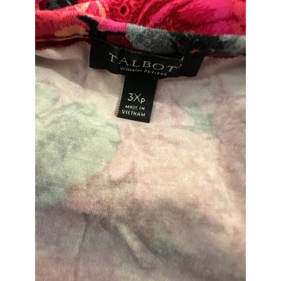Talbots Floral Cap Sleeve Top Stretchy Knit Scoop Neck 3Xp Plus Size 3X Petite - Picture 7 of 10